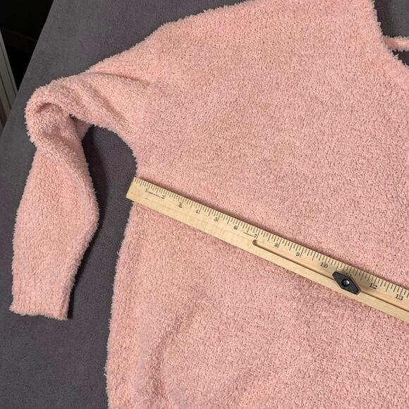 Hollister Sweater Womens Large Pink Fuzzy Soft Cutout Back Cozy Comfy Teddy Core - Picture 5 of 10